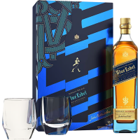 Johnnie Walker Blue Label Blended Scotch Whisky with Glasses